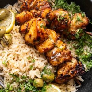 Chicken Sheesh Kebab Over Rice